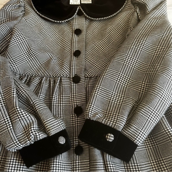 Sarah Louise England childs dress houndstooth Peter Pan Collar sz 6 black white - Picture 11 of 14